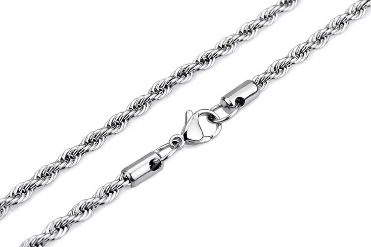 Hip Hop Plain Titanium Accessory Necklace Fried Dough Twists 3mm 5mm Multi Size Chain_voghion.com