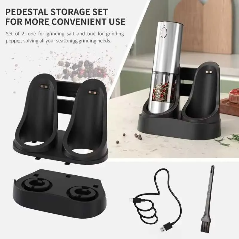 Electric Spice Grinder Set USB Rechargeable Salt And Pepper Mill With ...