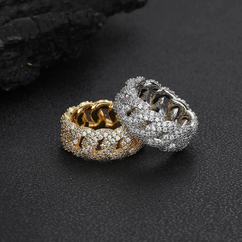 Hip Hop Jewelry 10mm Bubble Cuban Fashion Brand Personalized Full Moissanite Mens Ring Moissanite_voghion.com