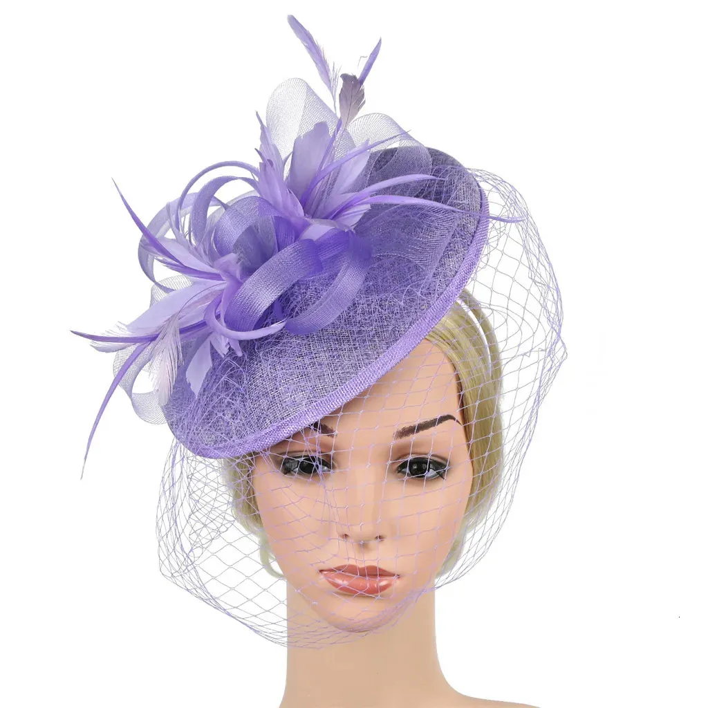 Faux Feather Polyester Saucer Fascinator with Removable Headband DRESHOW Women Fascinator Hats Tea Party Hat Vintage Pillbox  main image 2