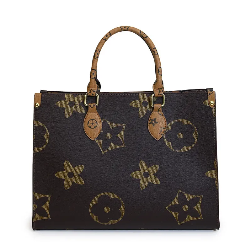 Free Shipping 2025 Designer New Print Large Capacity Tote Bag Women Fashion Versatile Shoulder Bag Simple Commuter handbag Coffee Brown hot sale