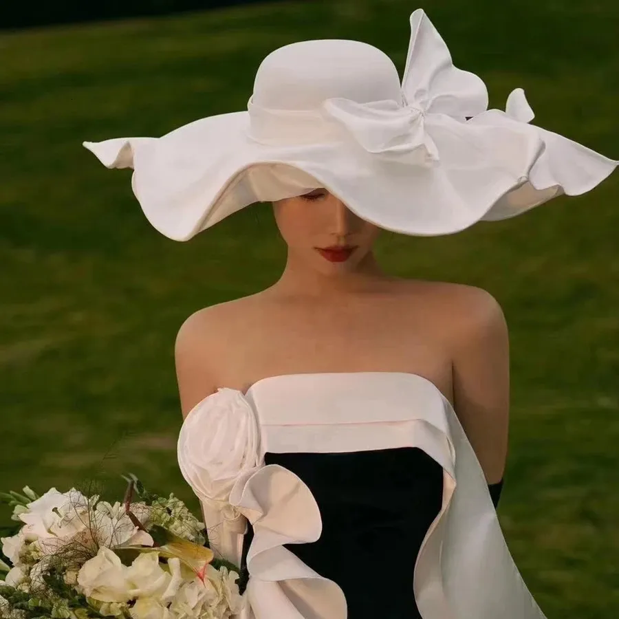 Elegant Bridal Headpiece: White Formal Occasion Hat, Sophisticated