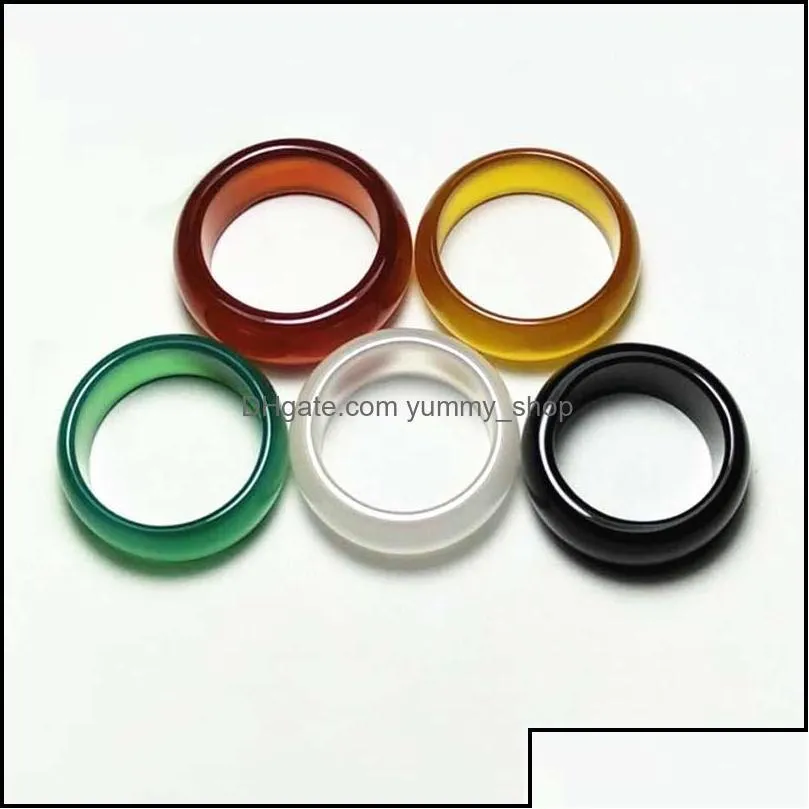 Band Rings Jewelry Jade 89Mm Different Color Agate Finger Ring For