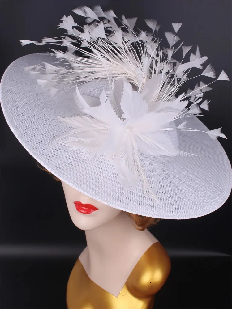 Hats Fascinators Women Summer White Sinamay Church... From  display picture 3