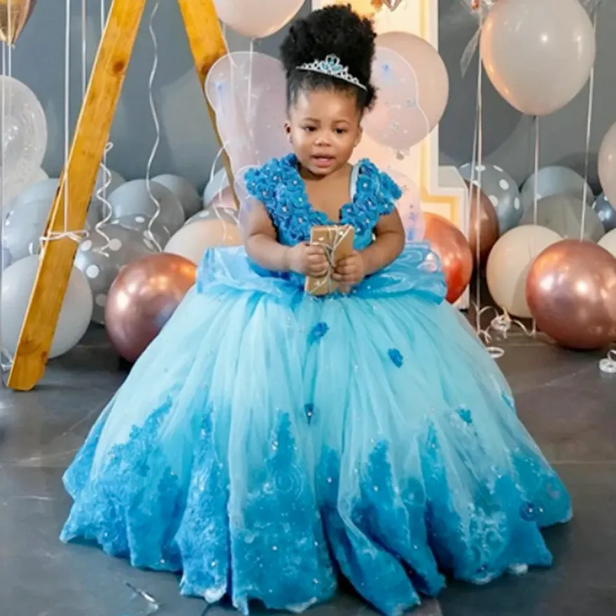 blue flower girl dress Rebecca flower girl dress sky blue MyBabyByMerry