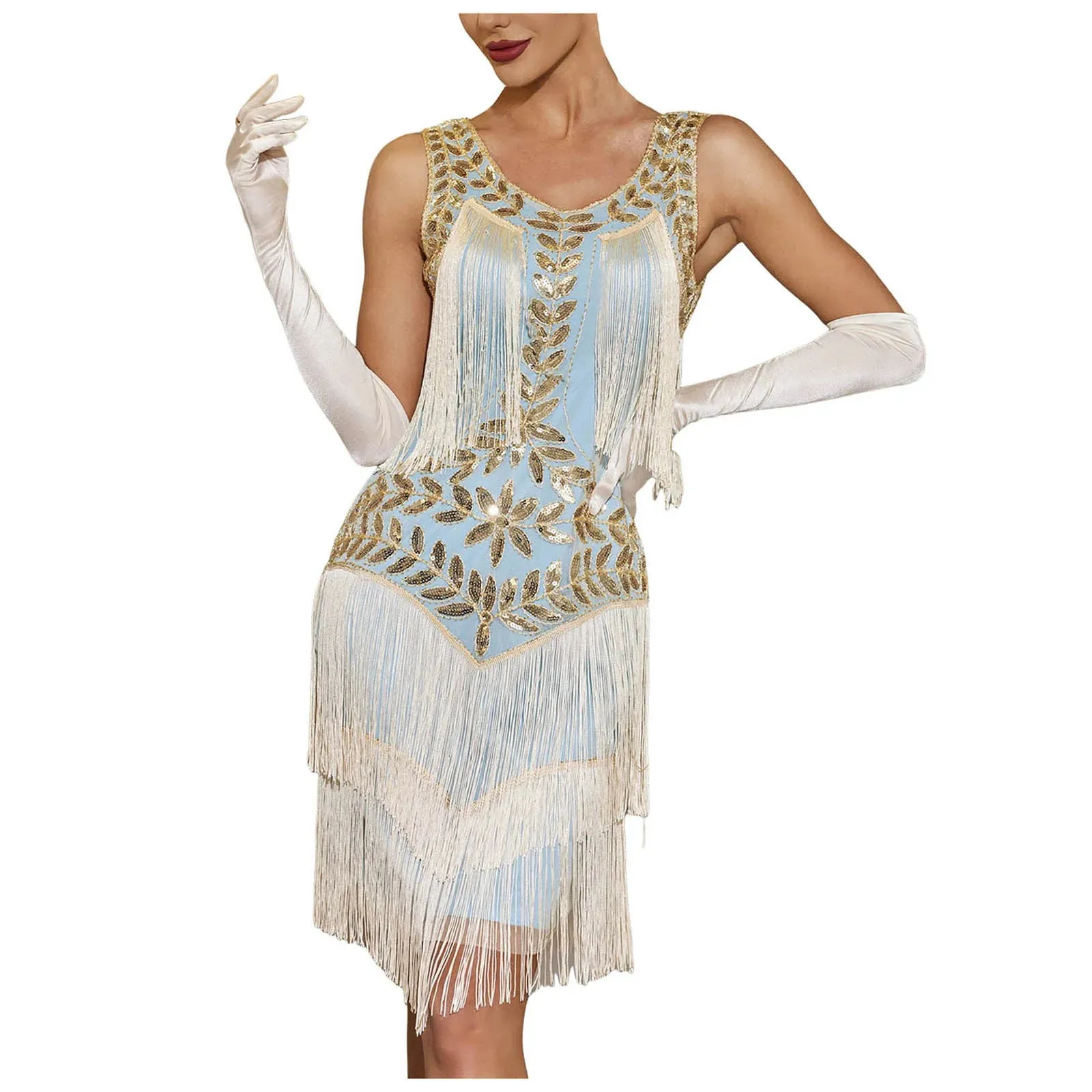 Women 1920s Flapper Vintage Gatsby Cocktail Ball Dress Dancing Dress Round  Neck Sequin Beaded Tassel Tank Top Large Dress 250530 From Longda01, $46.67  | DHgate.Com