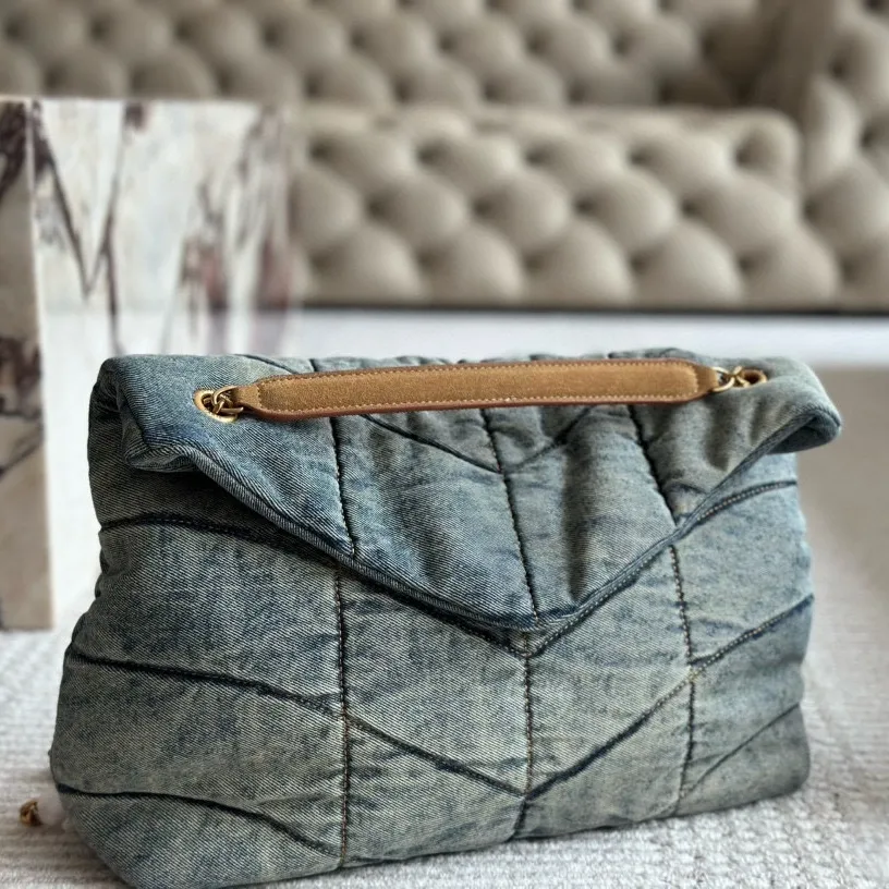 Denim Purses Handbags: Designer Jean Shoulder Bag With Golden