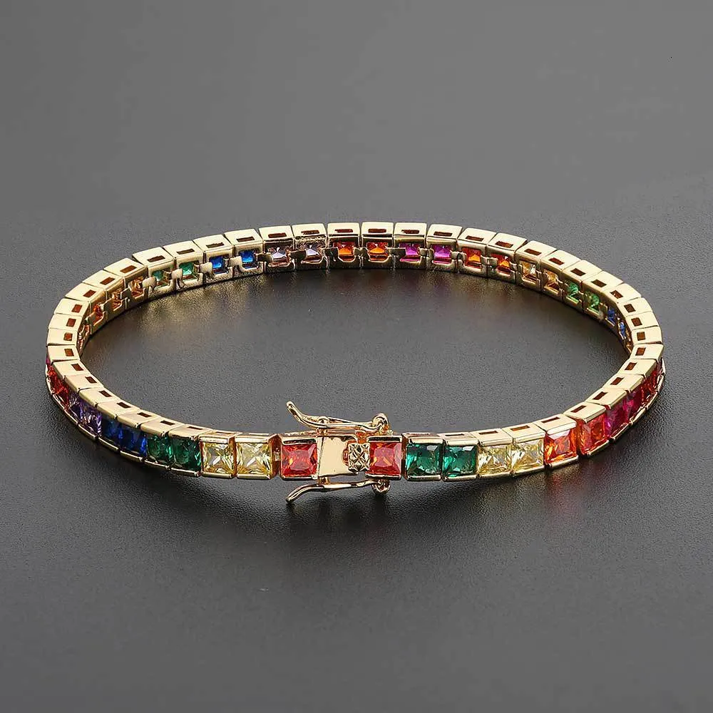 Simple Bracelet 4mm Color Tennis Chain With Square Moissanite Trendsetter Hip Hop Bracelet Jewelry_voghion.com