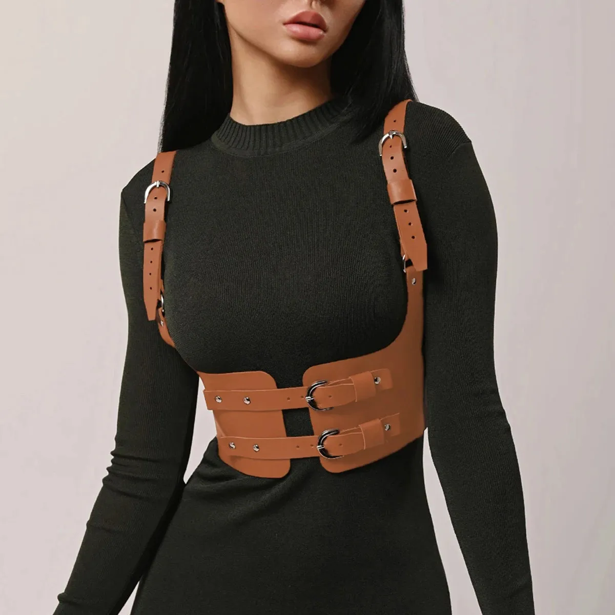 Women Trend Punk Leather Corset Belt Wide Waistband From Ning05