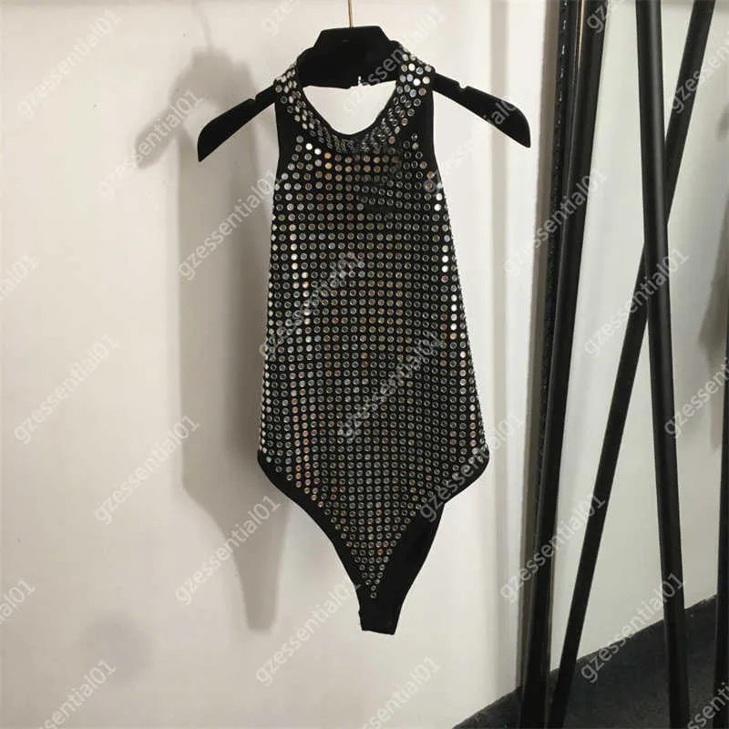 Designer Jumpsuit Women Full Mirror Reflective Dot Stud Halter