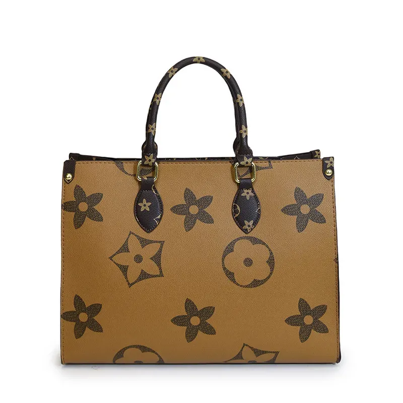 Free Shipping 2025 Designer New Print Large Capacity Tote Bag Women Fashion Versatile Shoulder Bag Simple Commuter handbag Coffee Brown hot sale