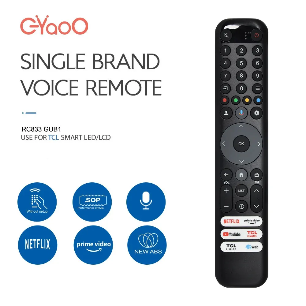 Roku Rc833 RC833 GUB1 Voice Remote Control for TCL QLED Smart TVs: 50, 55, 65 ...