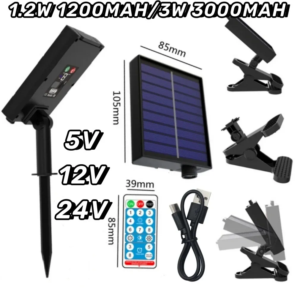 Panneau Solaire 24v Kit Panneau Solaire 1200mAh Pour Guirlandes LED - Alimentation 24V Avec Télécommande 8 Modes Kit Panneau Solaire Avec Batterie