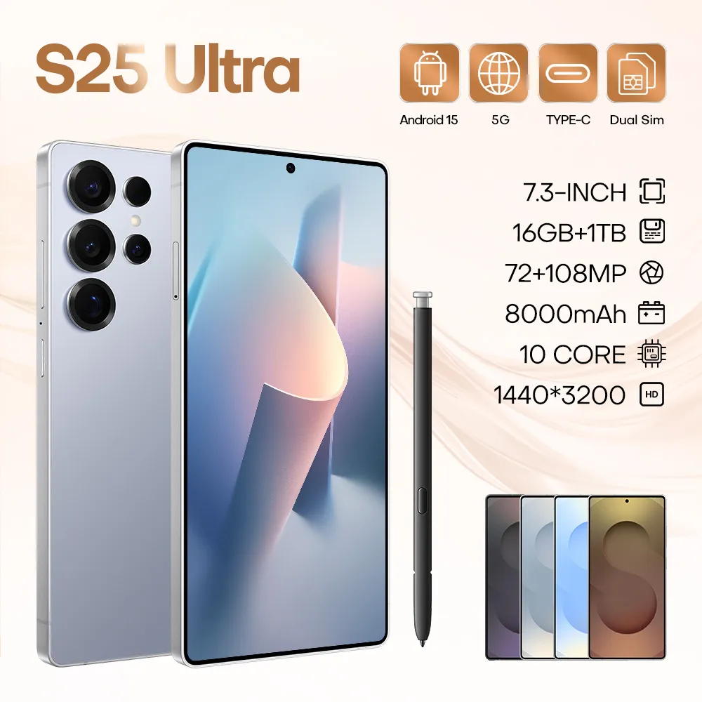 Smartphone S25 Ultra 5G 6.8" Android 13 - 64 Go, 4 Go RAM, Double SIM, Débloqué, Neuf