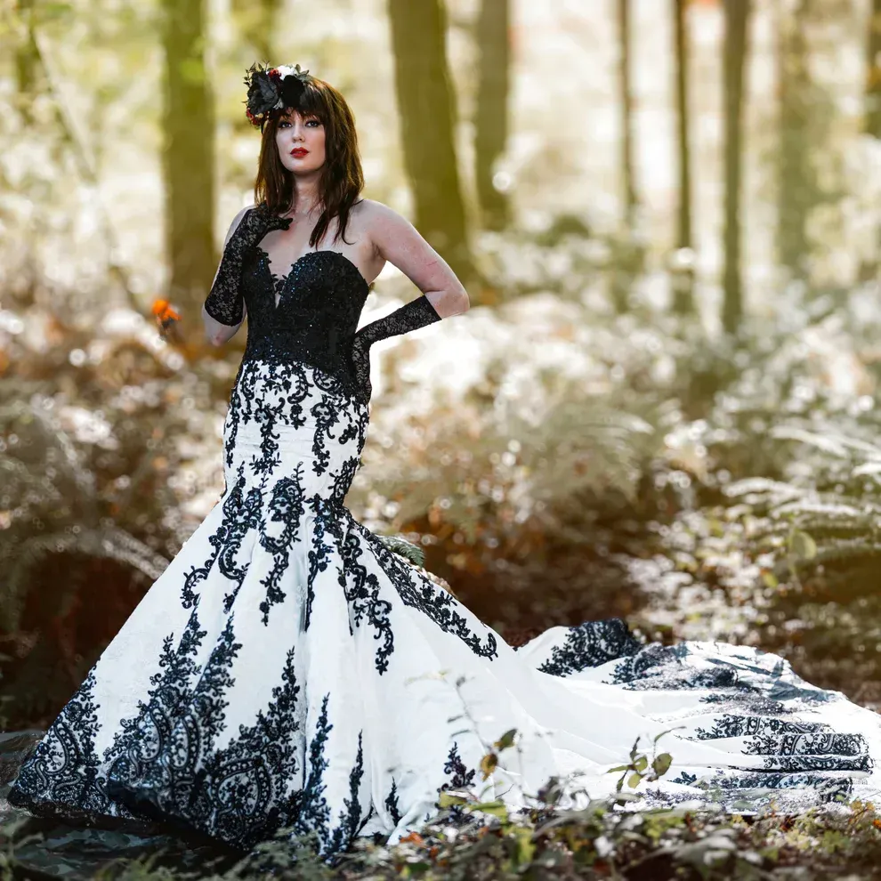 Gothic Wedding Dresses Black And White Mermaid Lace... From Kyurem, $138.7 | DHgate.Com Gothic Wedding Dresses Black And White Mermaid Lace... From Kyurem, $138.7 | DHgate.Com