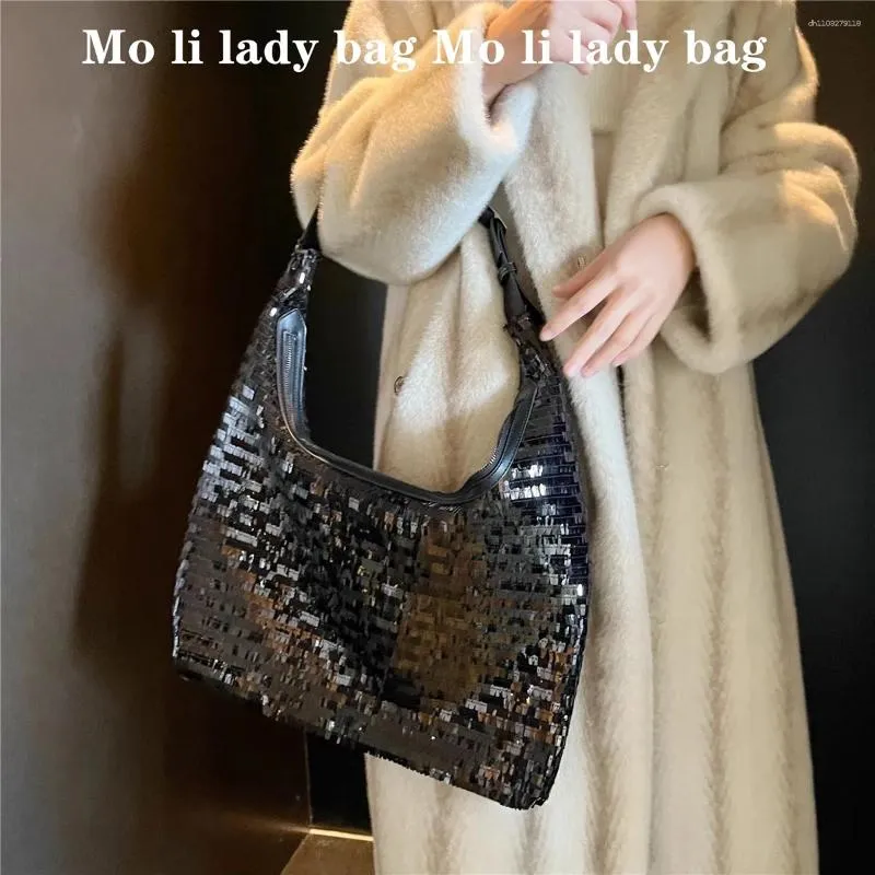 Borsa a mano da donna con paillettes scintillanti, casual, di alta qualità e di grande capacità, con glitter, pochette e tracolla._voghion.com