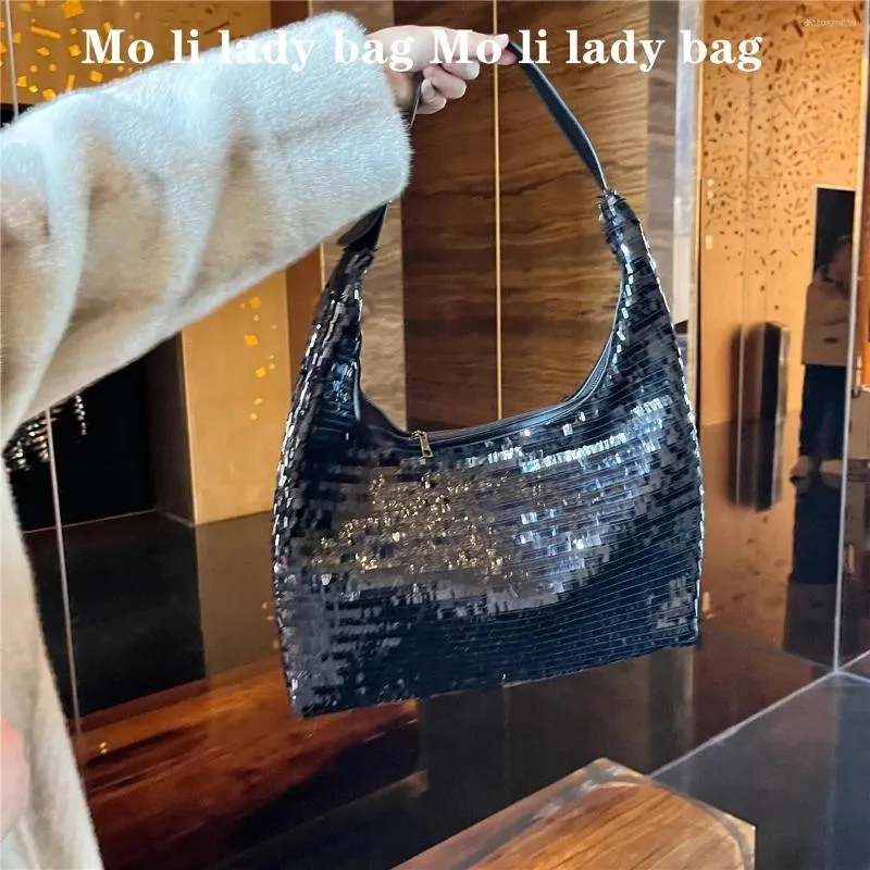 Borsa a mano da donna con paillettes scintillanti, casual, di alta qualità e di grande capacità, con glitter, pochette e tracolla._voghion.com