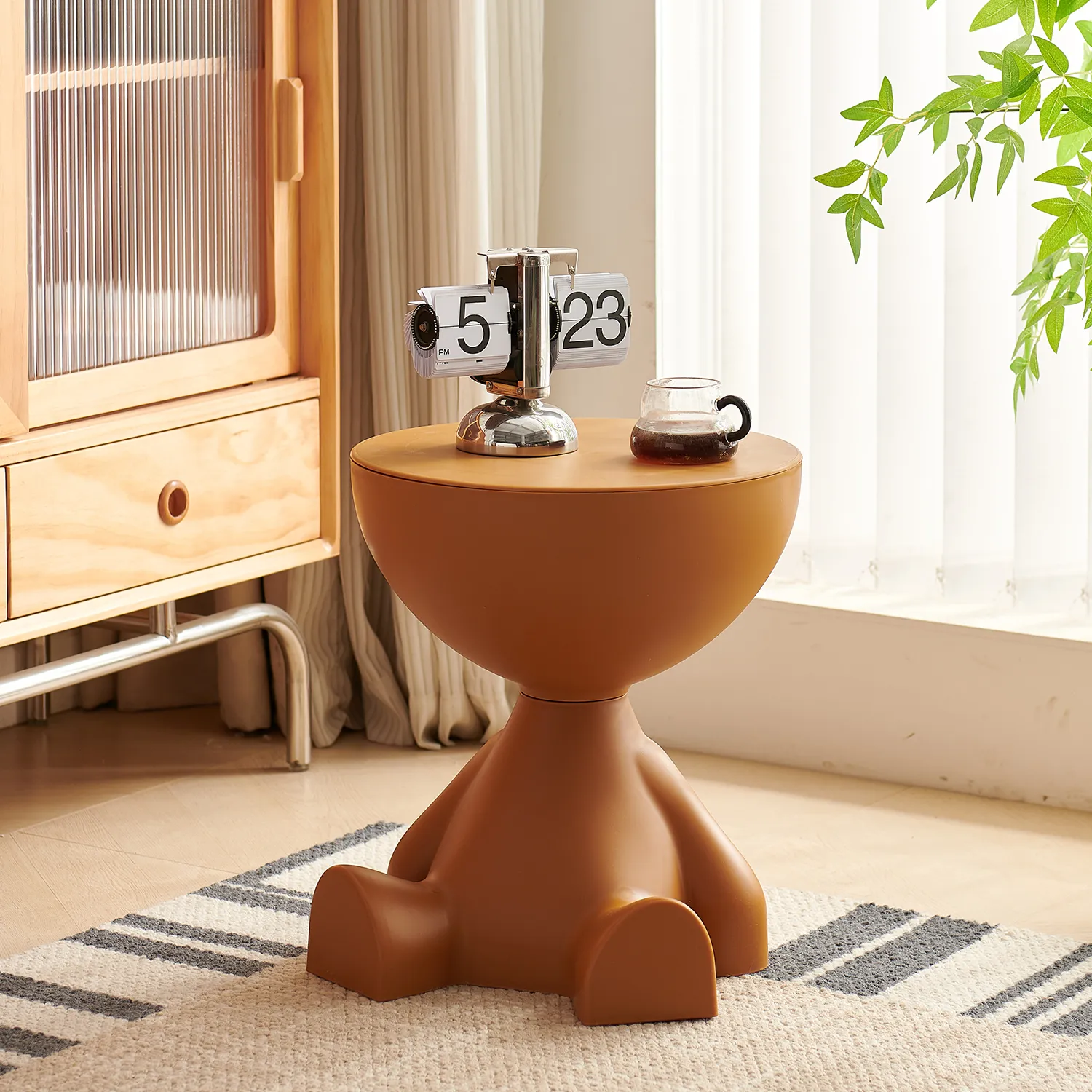 Small Flat Head Coffee Table Cream Round Side Table For Living Room ...