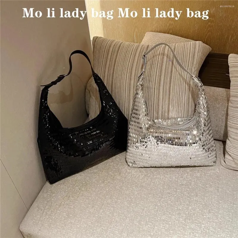Borsa a mano da donna con paillettes scintillanti, casual, di alta qualità e di grande capacità, con glitter, pochette e tracolla._voghion.com