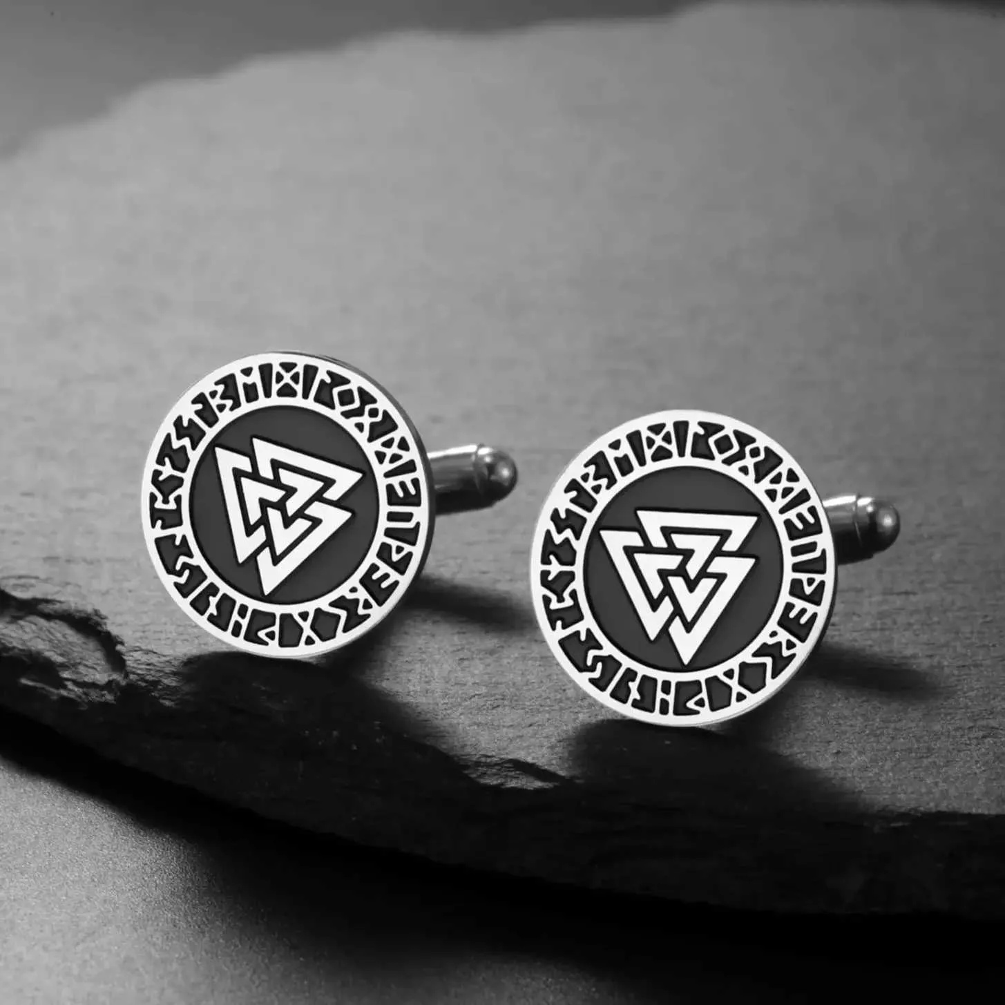 LIKGREAT Viking Runes Triangles Cufflinks for Men Iron Gold Plated ...