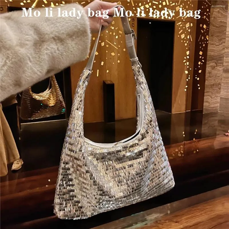 Borsa a mano da donna con paillettes scintillanti, casual, di alta qualità e di grande capacità, con glitter, pochette e tracolla._voghion.com