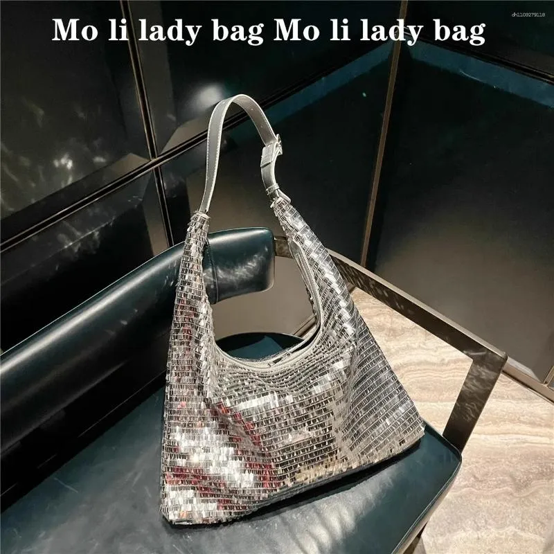 Borsa a mano da donna con paillettes scintillanti, casual, di alta qualità e di grande capacità, con glitter, pochette e tracolla._voghion.com