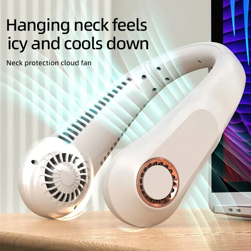Neck Fans Battery 3000mAh Hanging Neck Fan Portable Bladeless Mini USB Rechargeable ...