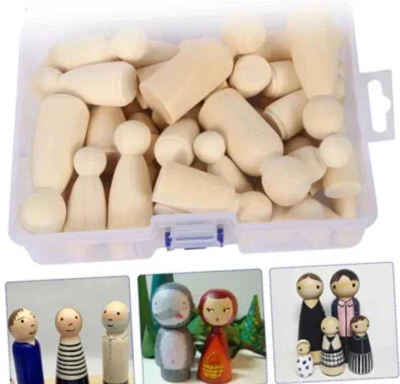50 DIY Wooden Peg Dolls Family Kit Unfinished Blank... From Reliefstore ...