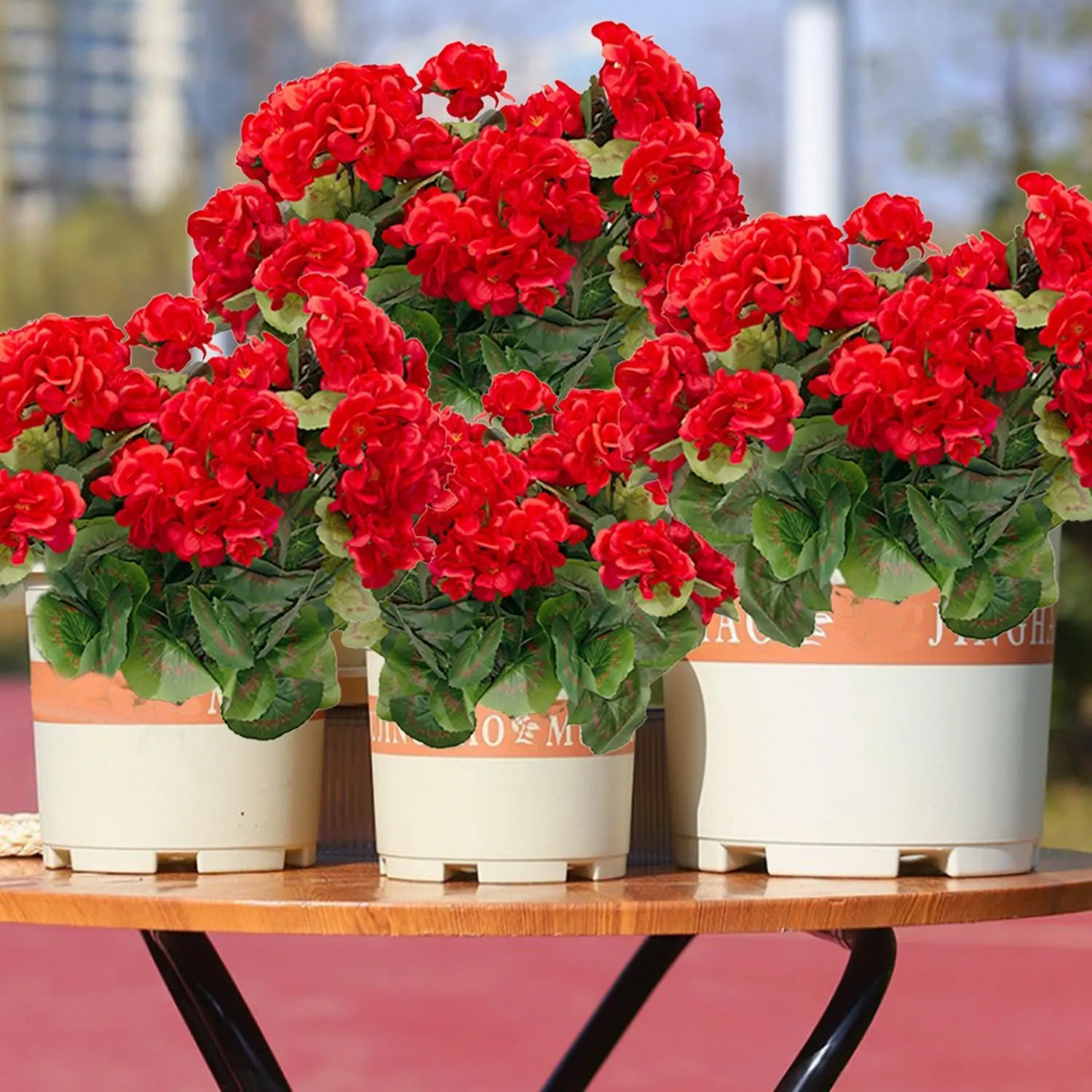 6er Set Knstliche Geranienpflanzen Outdoor UV Bestndige Rote Geranien  Deko Pflanzen Wetterfeste Kunstpflanzen Fr Garten Balkon Terrasse Von  26,62  | DHgate