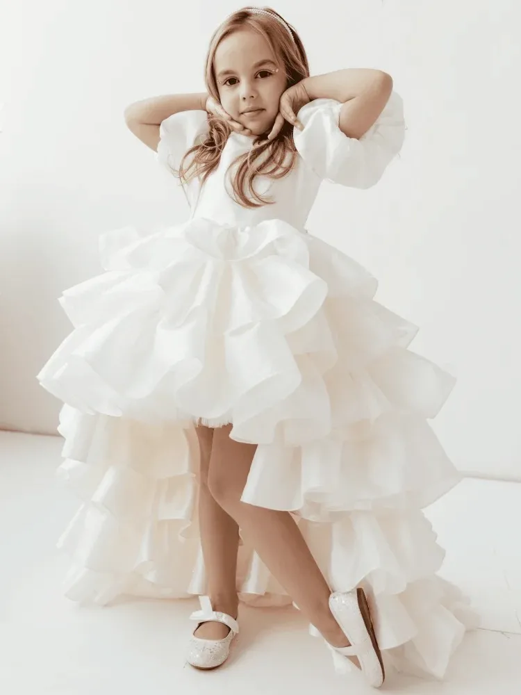 beige flower girl dresses Vintage Length Dress, Girls Flower Dress,ivory Flower Dress,ivory Tulle Dress,toddler Princess Dress,portrait Dress,beach Wedding Dress
