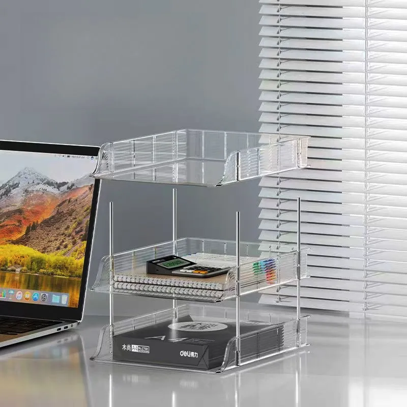Multi Functional Three Layer Display Rack Transparent A4 Sorting ...