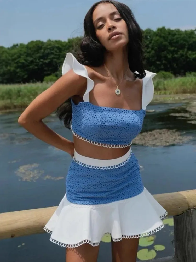 Ahorra a lo Grande en Compras al por Mayor de Trajes De Falda De Piezas  Elegante Y2k Ruffle Mini Faldas Coordinados Conjuntos De Coordinaciones De 