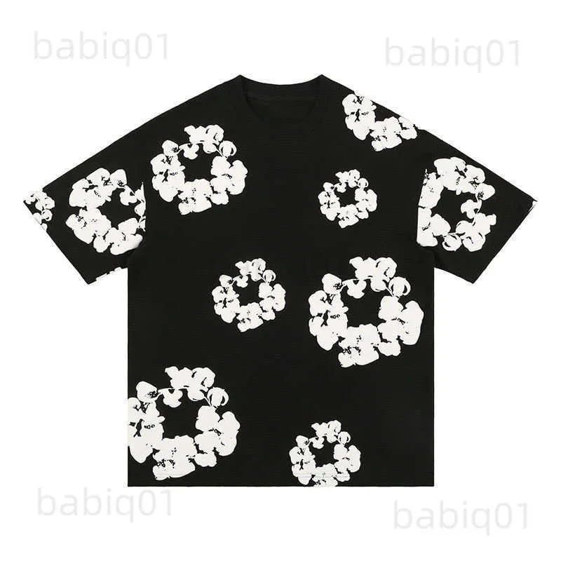 Heren T-shirt en shorts set 2-delig zomer outfit trainingspak streetwear loungewear joggingpak korte mouwen hiphop unisex katoenen krans trainingspak schuimprint T mannen bloemen Y2K hippie, @08, L