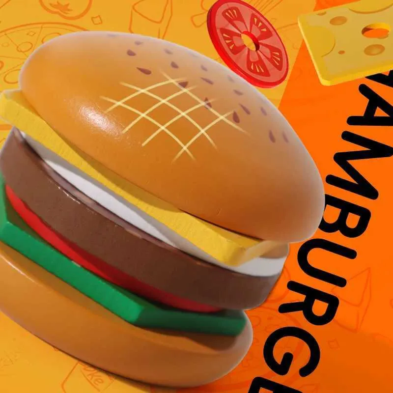 Ahşap Burger Stacking Oyuncak Seti Okul Öncesi Yi TL853.17 | DHgate