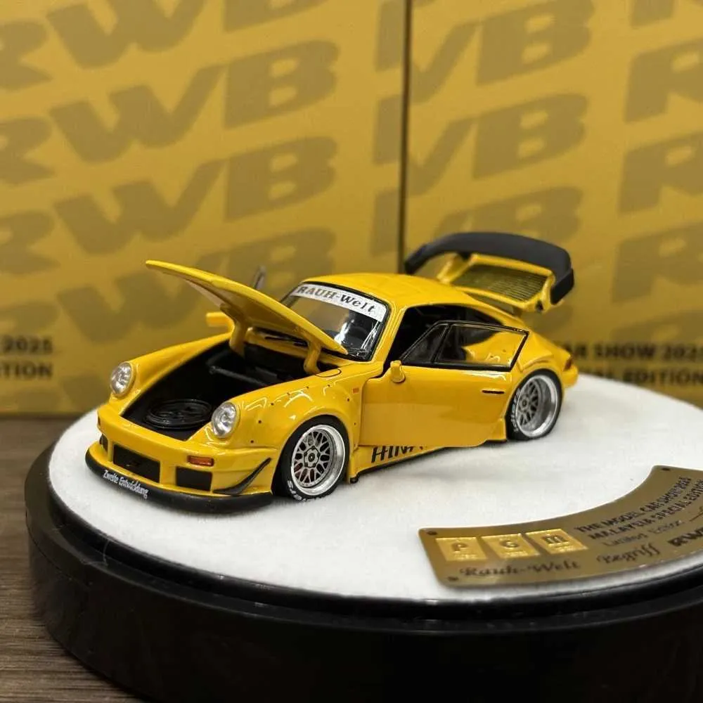 PGM ポルシェ911 964 イエロー 1/64 PGM 1 64 RWB930 Malezya Edition Diecast Model Araba Yi TL2