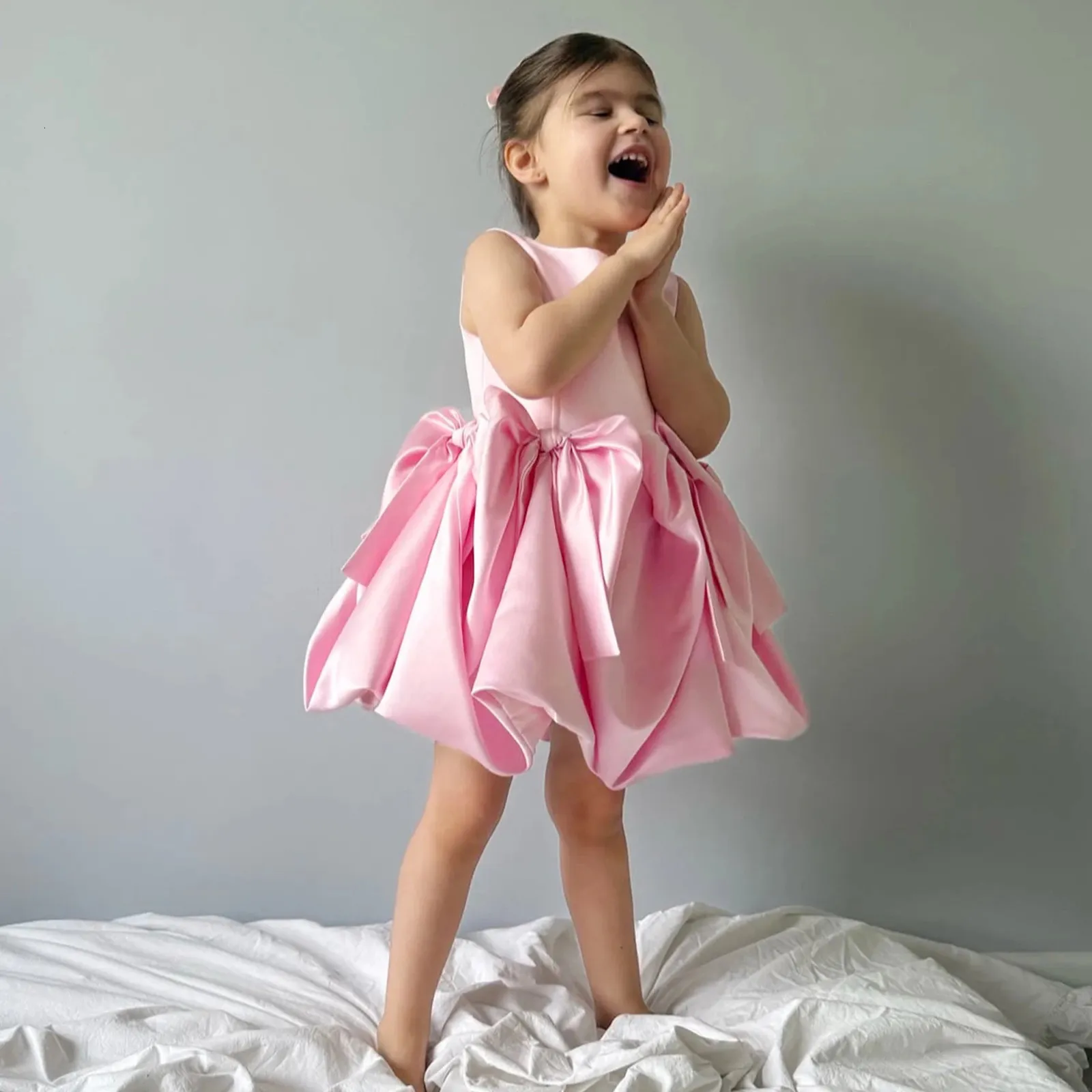 green emerald velvet dress Toddler/Kid Girl Casual Floral Print Halter Dress Summer Set for Vacat