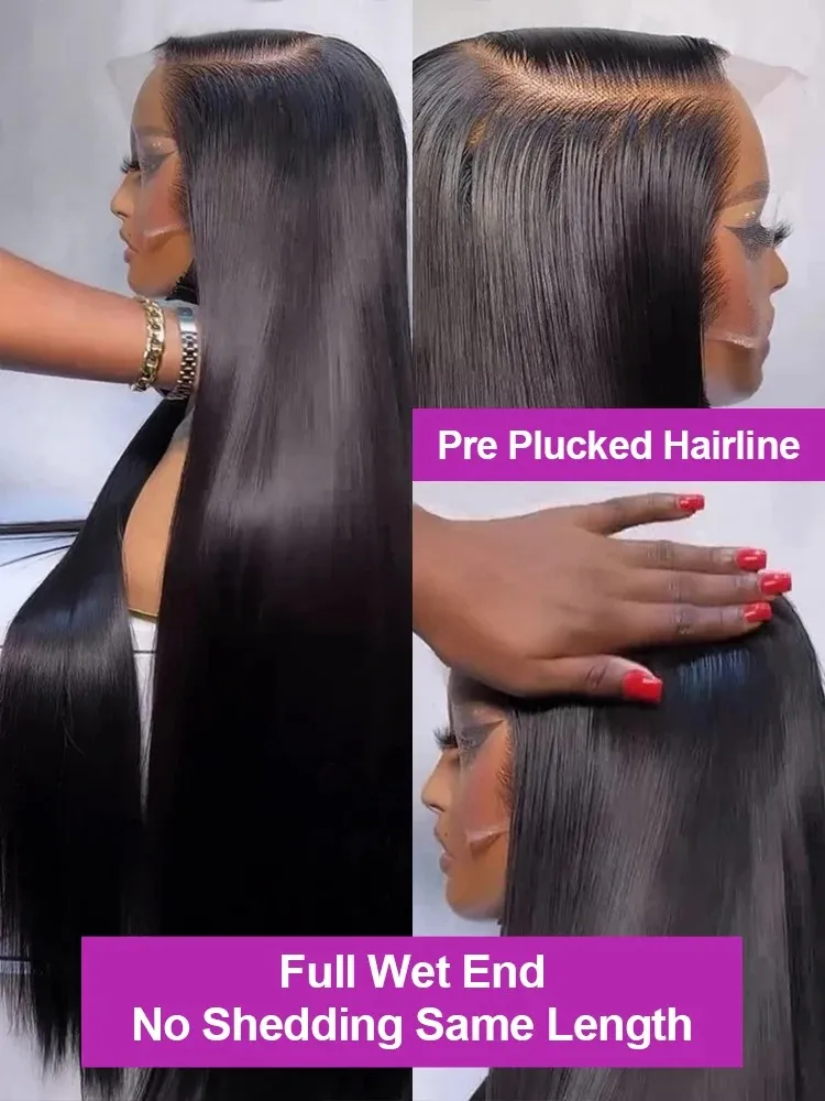 200 Density Bone Straight Human Hair Wigs 13x6 HD... From  display picture 1