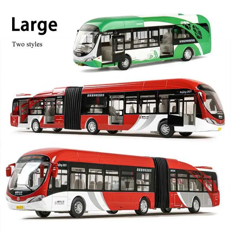 Autobús Articulado De Dos Secciones – Modelo De Aleación De 22 Cm, Con Tracción Trasera, Color Rojo