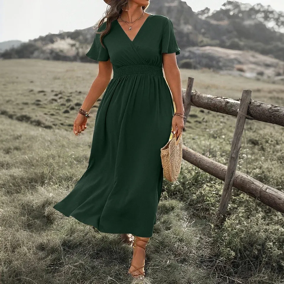 Solid Butterfly SVE V-Neck Lit Midi Slit SS