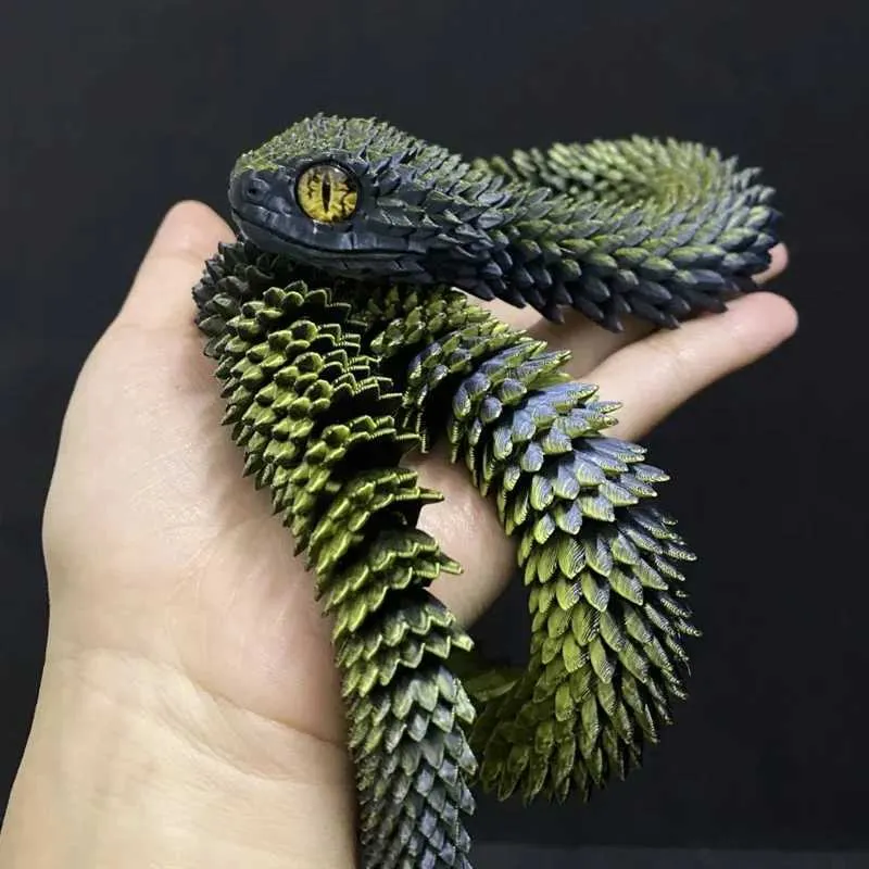 Serpent imprimé 3D, œuf de serpent avec serpent à l'intérieur, décorations de table, animaux imprimés en 3D, œuf de serpent en cristal flexible imprimé 3D pour décoration d'intérieur (vert