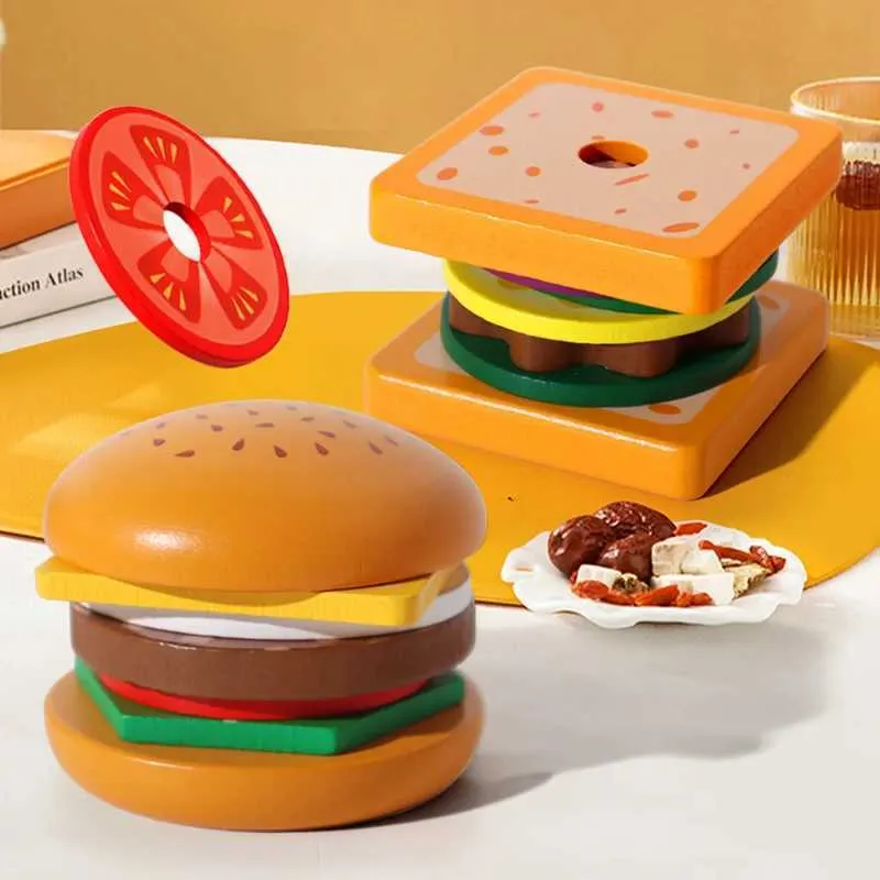 Ahşap Burger Stacking Oyuncak Seti Okul Öncesi Yi TL853.17 | DHgate