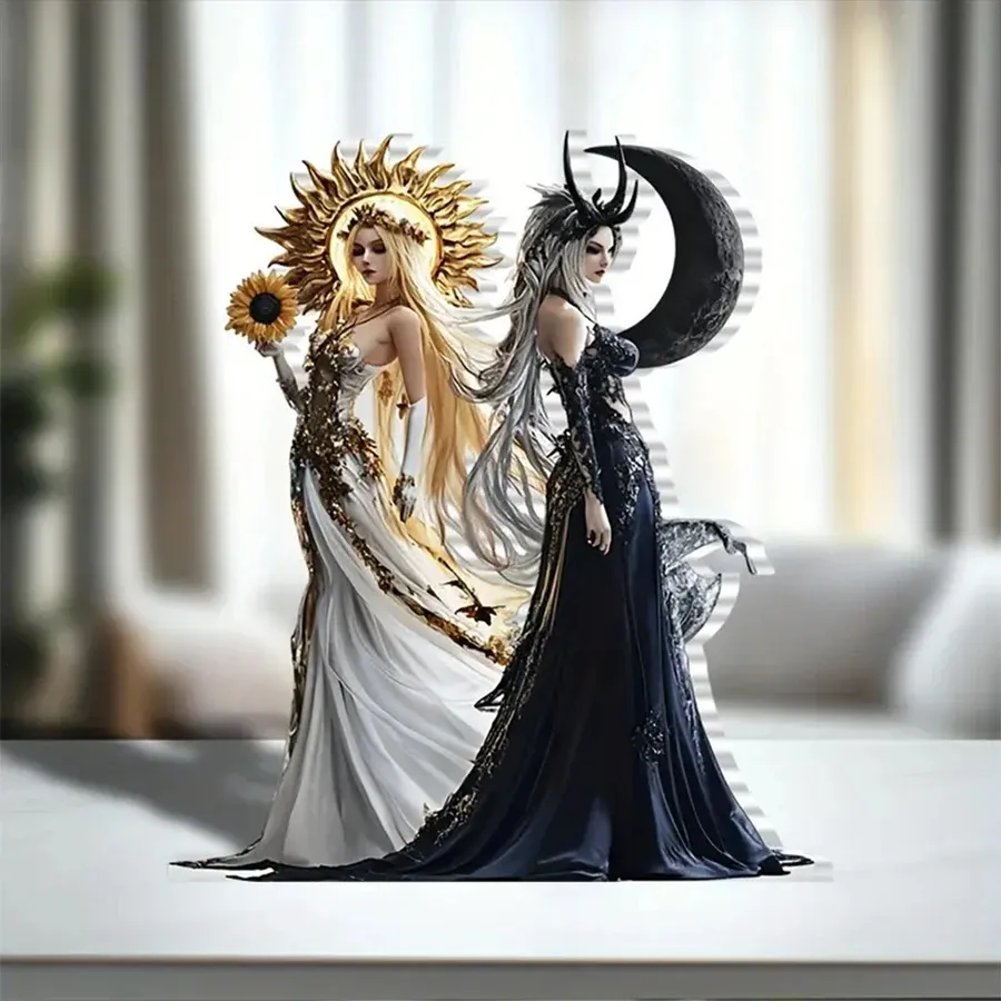 Sun Moon Goddess Acrylic Tabletop Decor With Stand  From Cong08