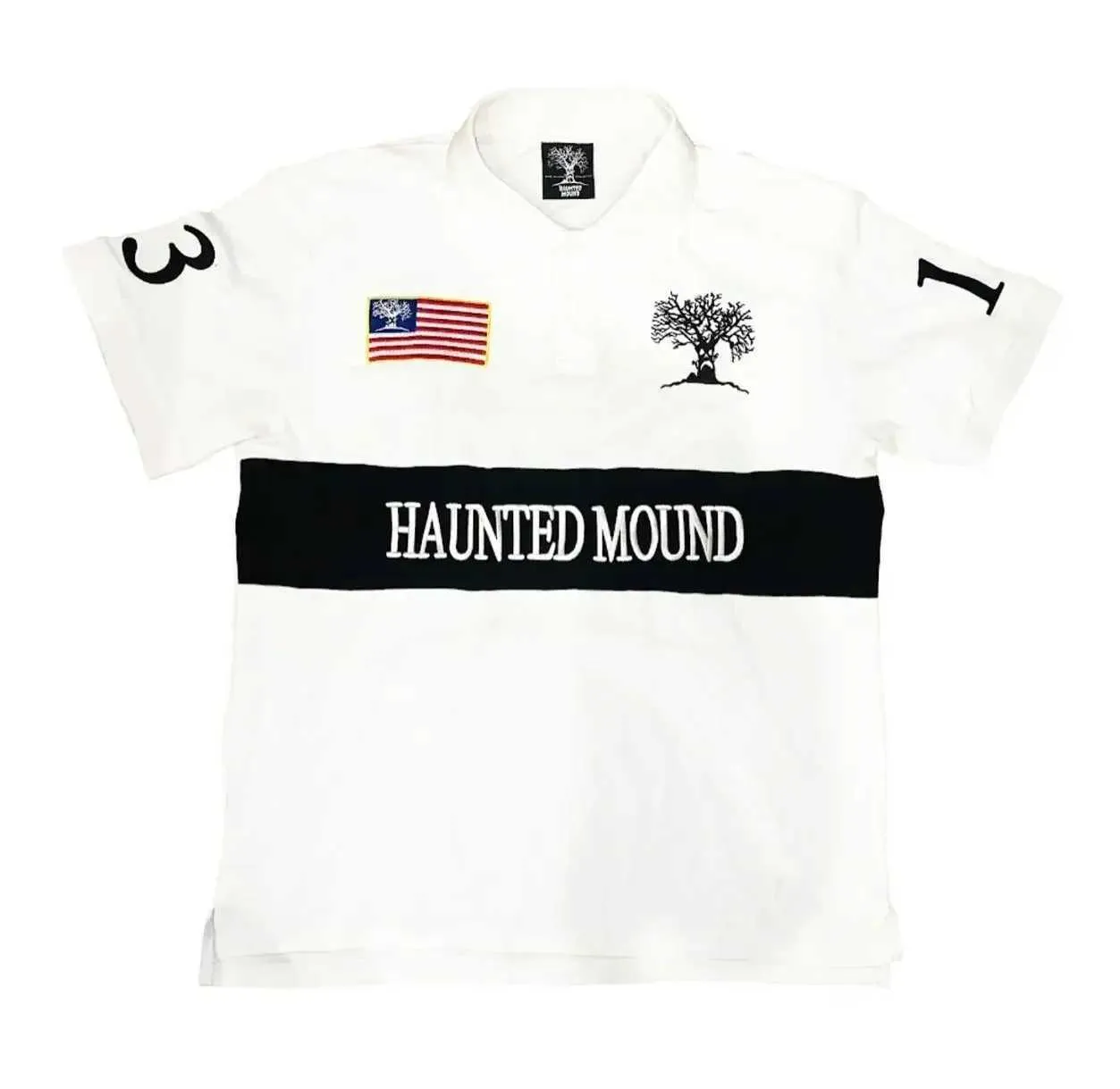 2025 Haunted Mound Camisa Polo Vermelha Bordada Y2K De $46,4