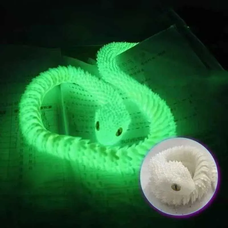 2 Pièces Œuf De Serpent Imprimé 3D Phosphorescent – Serpent Blanc Articulé + Coquille – Jouet Réaliste Halloween Pâques