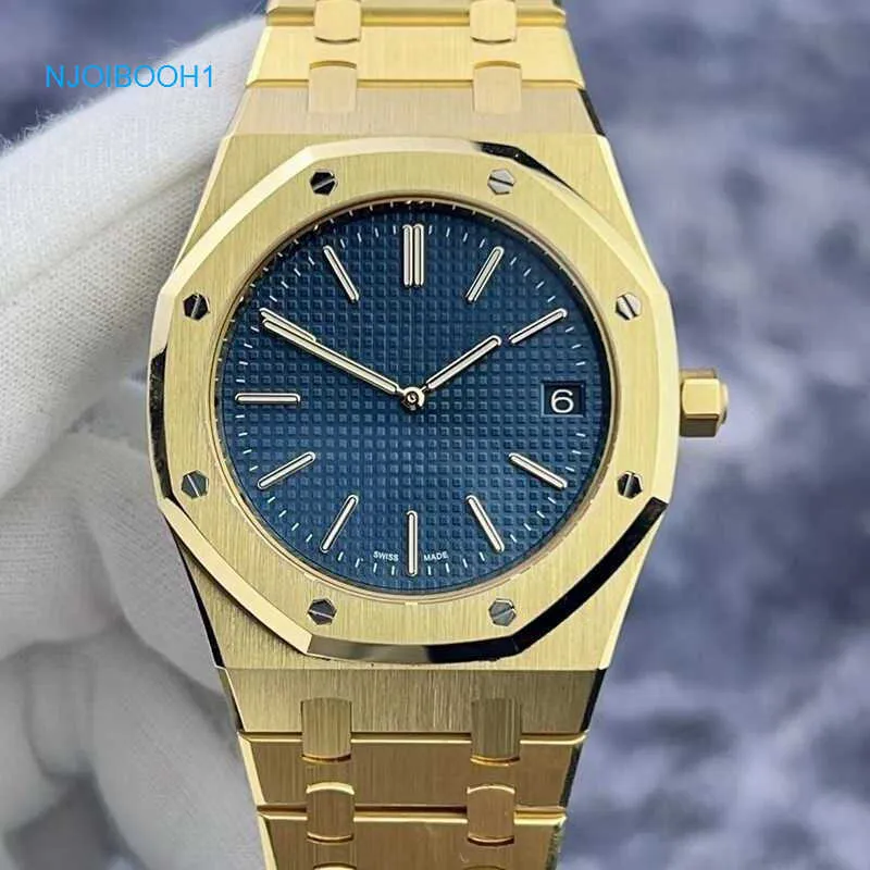 Elegant Gold Tone Mechanical Watch For Men, Blue Dial, Ultra Thin