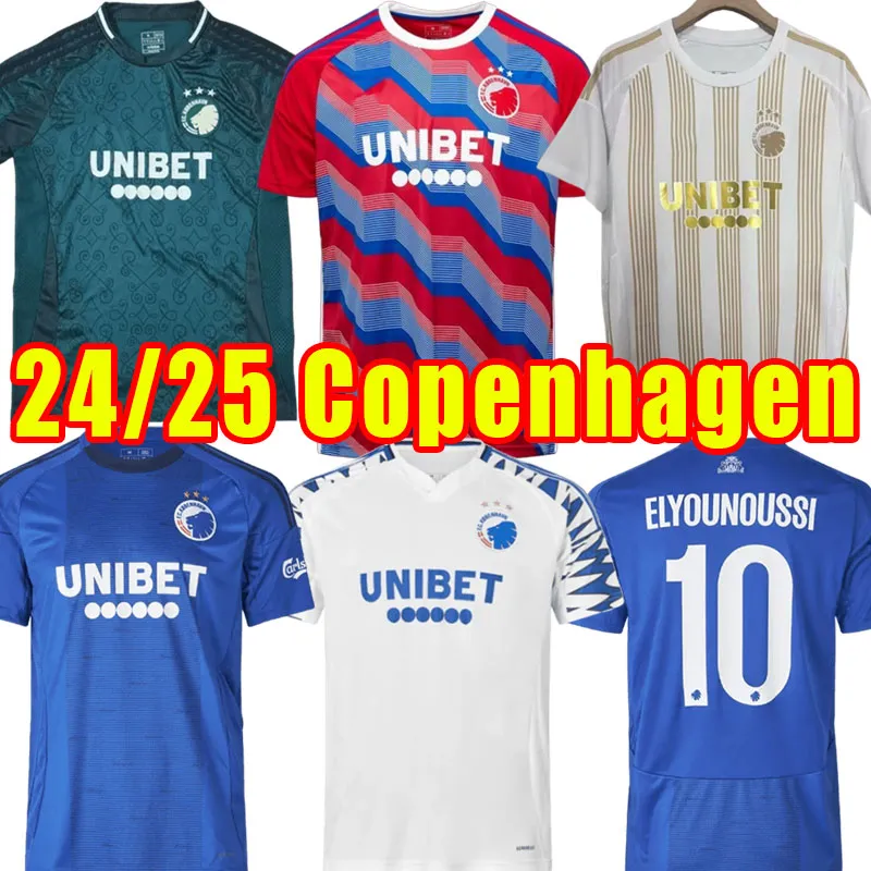 2025 FC Copenhagen Soccer Jersey, White and Gold Football Shirt Kit, Byens  Hold Third Training Football Shirt