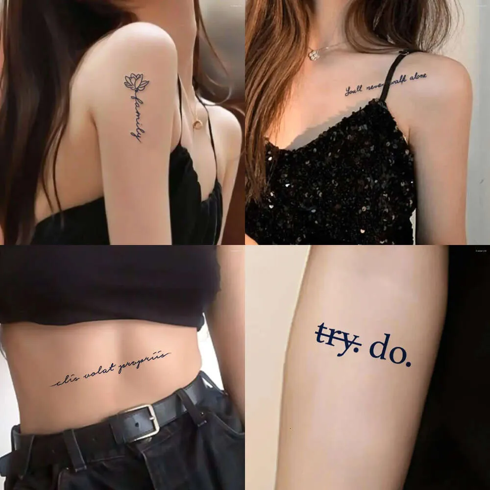 ✓ DHgate 임시 문신 스티커, 영어 레터 앵커 디자인, 여성용 방수 바디 아트 2 조각 | 신상품 임시 문신