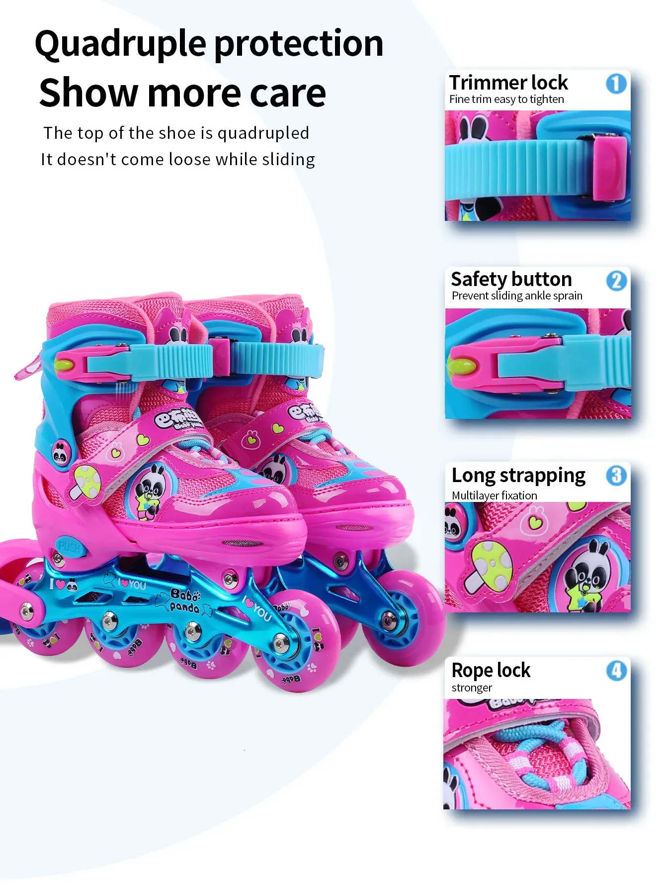 Norcal Inline Panda 001BABO Panda Inline Skateboard Beginner Safety Set: Includes High-End ...