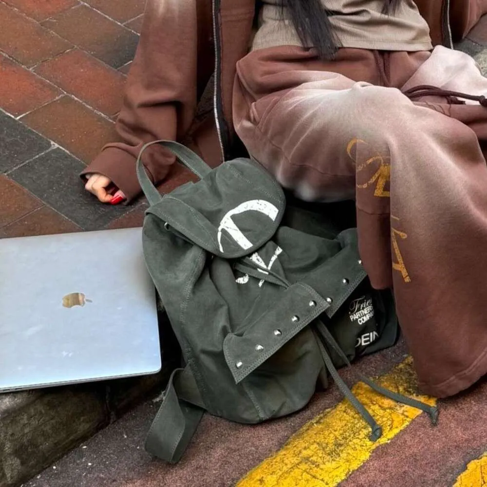 Stylish Korean Brand Canvas Hm Backpack With D Letter Design