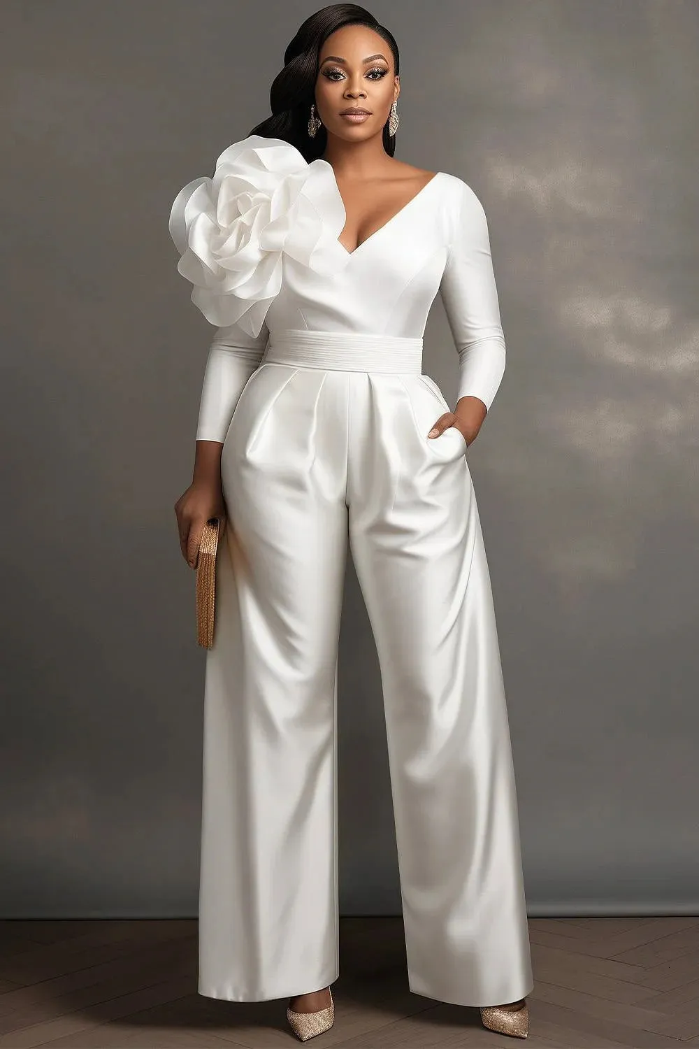 Size Wedding Jumpsuit White Wide Leg Jumpsuit Plus Size Plus Size